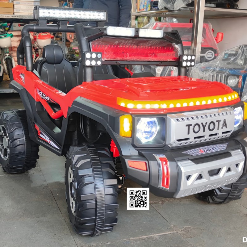Toyota Land Cruiser 2-Seater Battery Car for Kids – Premium 4x4 Electric Jeep | Real 2-Seater | Safety Belts | LED Lights | Music & Remote Control