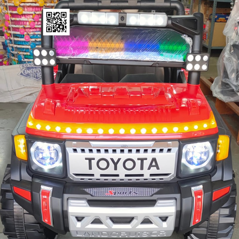 Toyota Land Cruiser 2-Seater Battery Car for Kids – Premium 4x4 Electric Jeep | Real 2-Seater | Safety Belts | LED Lights | Music & Remote Control
