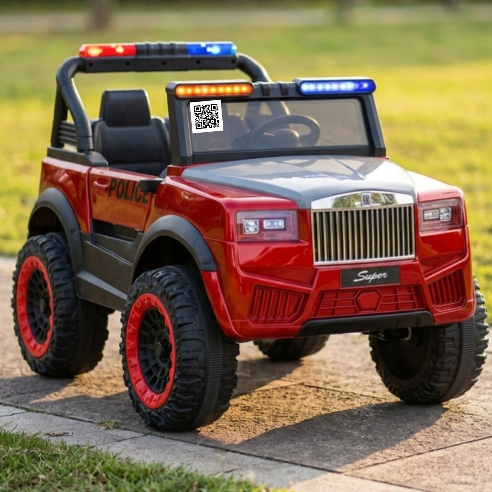 Super Luxury Patrol: 4x4 Battery-Operated Police Edition Jeep