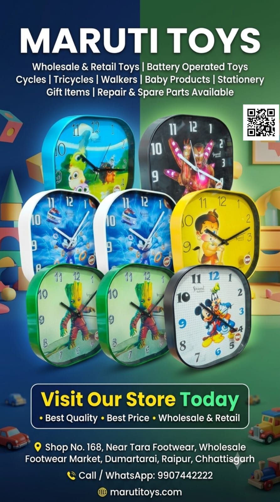 Kids Designer Quartz Wall Clock Collection (Premium Cartoon Series)