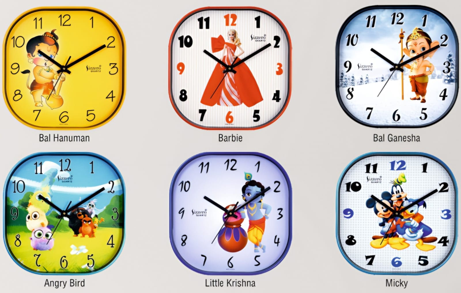 Kids Designer Quartz Wall Clock Collection (Premium Cartoon Series)