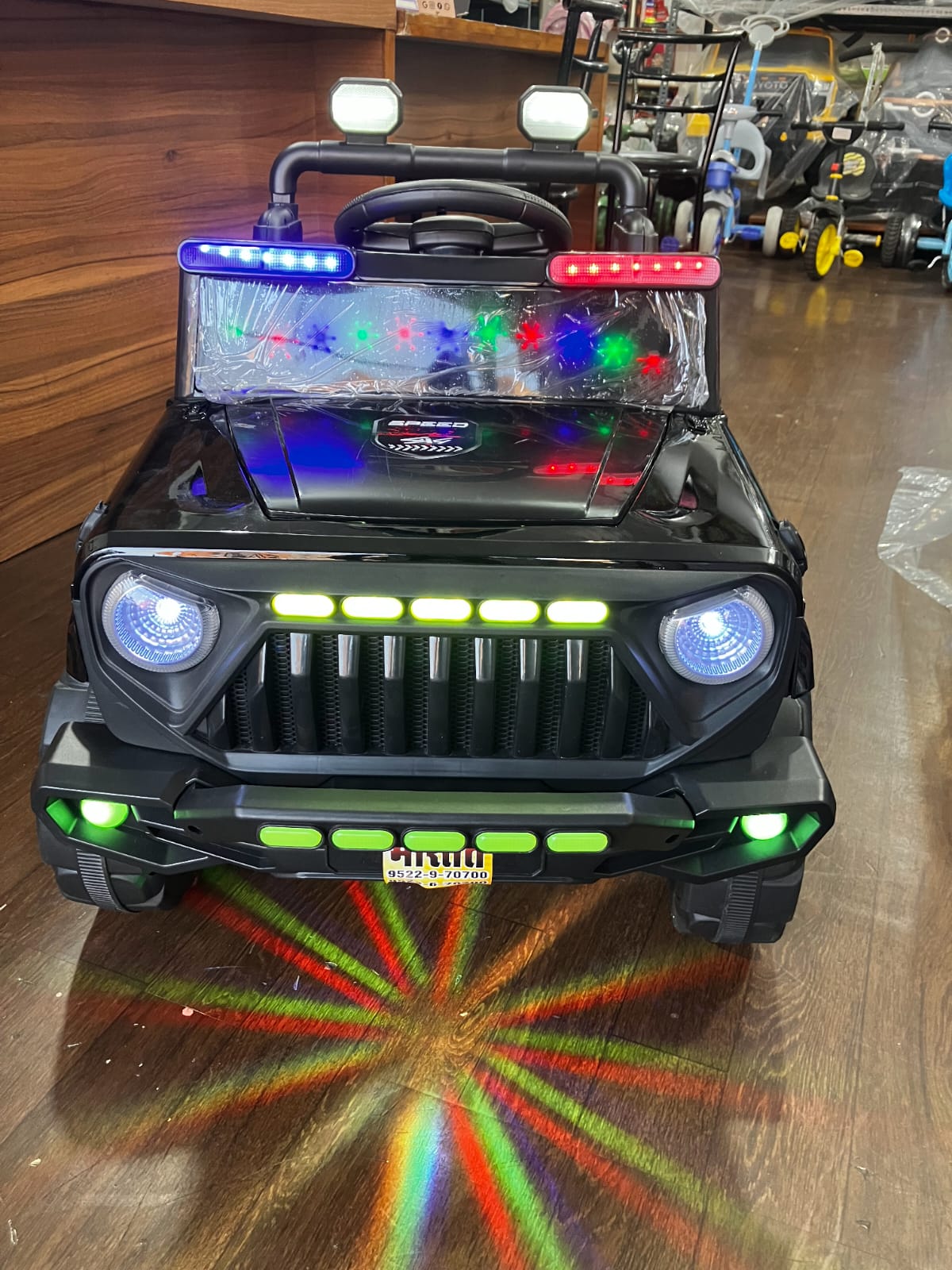 Premium Off-Road 4x4 Kids' LED Jeep with Multi-Color Light Effects