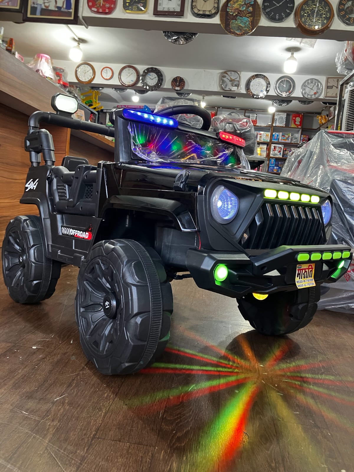 Premium Off-Road 4x4 Kids' LED Jeep with Multi-Color Light Effects