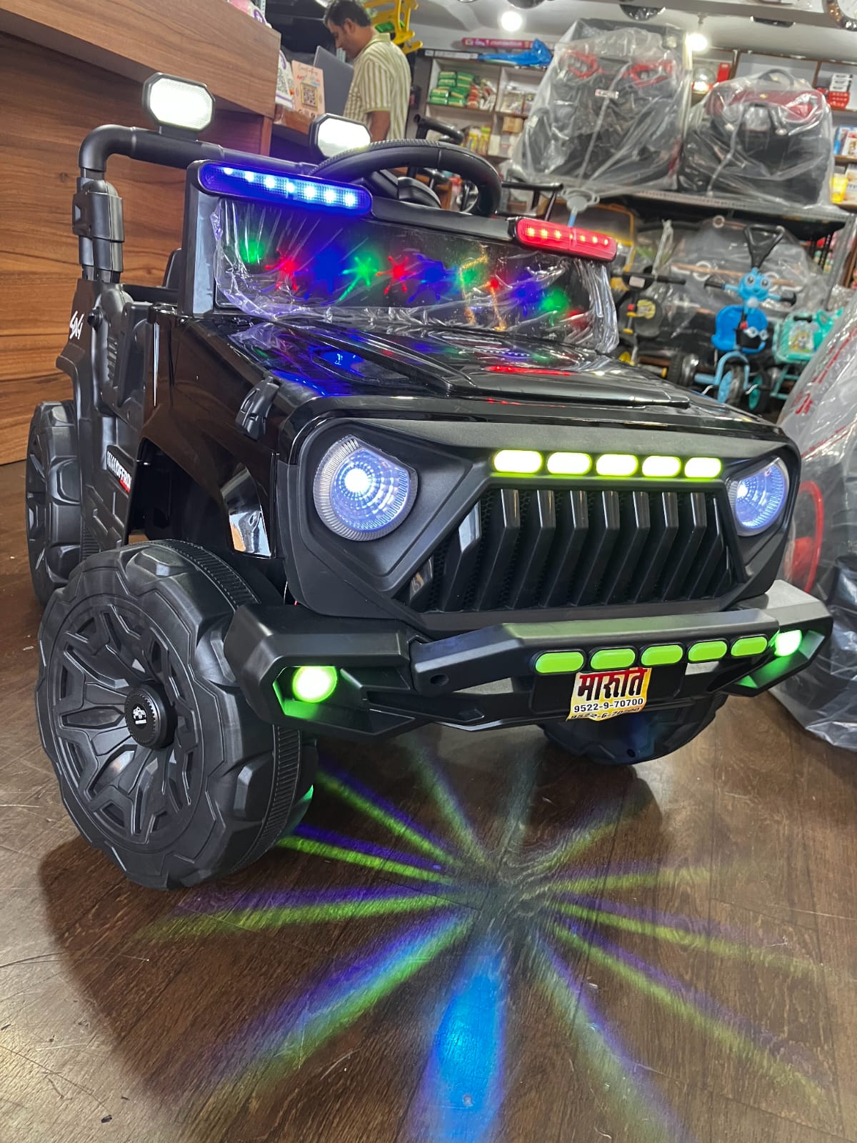 Premium Off-Road 4x4 Kids' LED Jeep with Multi-Color Light Effects